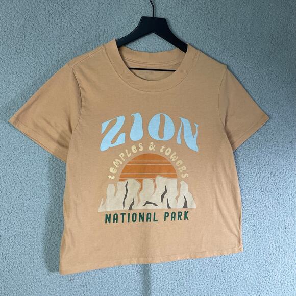 Zion National Park Shirt Temples & Towers Graphic Tee‎ Tan Large - Picture 2 of 5
